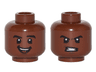 Minifigure, Head Dual Sided Black Eyebrows, White Pupils, Open Mouth Smile  / Clenched Teeth Pattern (Cyborg)