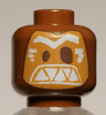 Minifigure, Head Alien Mask Medium Nougat with Dark Brown Eyes and White Eyebrows and Triangular Teeth Pattern (Moana Kakamora)