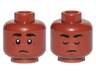Minifigure, Head Dual Sided Black Eyebrows, White Pupils, Sad / Closed Eyes Pattern (Finn)