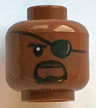 Minifigure, Head Black Eyebrow, Eye Patch with Reflection, and Goatee, Dark Brown Cheek Lines, Chin Dimple, and Scars, Stern Pattern (Nick Fury)