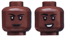 Minifigure, Head Dual Sided Female, Black Eyebrows, Lipstick, Closed Mouth / Lopsided Smile with White Teeth Pattern