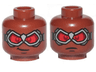 Minifigure, Head Dual Sided Glasses with Silver Goggles and Red Lenses, Smile / Angry Pattern