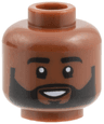 Minifigure, Head Black Eyebrows and Beard, Open Mouth Smile Pattern