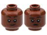 Minifigure, Head Dual Sided Child Black Eyebrows, Smirk / Open Mouth with Left Eyebrow Raised Pattern