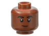Minifigure, Head Black Eyebrows, Dark Brown Chin Dimple, Lopsided Grin Pattern