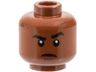 Minifigure, Head Black Thick Eyebrows, Left Raised, Right Notched, Dark Brown Chin Dimple, Slight Frown Pattern