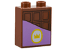 Duplo, Brick 1 x 2 x 2 with Chocolate Bar, Medium Lavender Label with Gold Oval and Crown Pattern