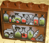 Panel 1 x 4 x 3 - Hollow Studs with Potions, Scrolls, and Skull on Shelves Pattern