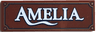 Tile 2 x 6 with Sign with White 'AMELIA' and Dark Blue and Gold Border Pattern