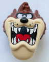 Minifigure, Head, Modified Looney Tunes Taz with Red Tongue, Tan Face and White Teeth Pattern