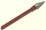 Minifigure, Weapon Pike / Spear Elaborate with Molded Flexible Rubber Flat Silver Tip Pattern