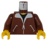 Torso Bomber Jacket with White Pockets, Zipper and Collar over Black Shirt, Yellow Neck Pattern / Reddish Brown Arms / Yellow Hands