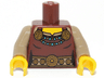Torso Female Dress with Gold Belt, Shoulder Straps and Medium Azure Necklace Pattern / Dark Tan Arms / Yellow Hands