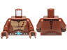 Torso Crocodile Skin with Dark Red Scar and Blue Round Jewel (Chi) Belt Pattern / Reddish Brown Arms / Reddish Brown Hands