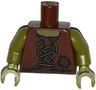 Torso Vest Tattered with Laces and Patch over Dark Brown Shirt Pattern / Olive Green Arms / Olive Green Hands