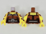 Torso Female Bodice, Silver Trim and Large Cat Head Buckle Pattern / Yellow Arms with Reddish Brown and Silver Cuff and Strap Pattern / Yellow Hands