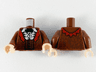 Torso Robe and Vest with Red Lapel, White Ruffled Shirt and Dark Green Bow Tie Pattern / Reddish Brown Arms / Light Nougat Hands