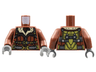 Torso Bomber Jacket, Tan Fur Collar, Dark Bluish Gray Straps with Gold Clasps Pattern / Reddish Brown Arms / Dark Bluish Gray Hands