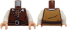 Torso Vest with Dashed Lines, 4 Buttons over White Shirt, Dark Brown Belt with Silver Buckle, Medium Nougat Plaid Scarf Pattern / White Arms / Light Nougat Hands