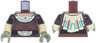 Torso Tunic with Black Belt and Tan Cloth with Dark Turquoise and Reddish Orange Geometric Lines Pattern / Tan Arms with Molded Dark Brown Short Sleeves Pattern / Olive Green Hands