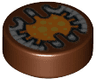 Tile, Round 1 x 1 with Orange and Silver SW TT-8L/Y7 Gatekeeper Droid Electronic Eye with Gold Dots Pattern