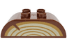 Duplo, Brick 2 x 4 Slope Curved Double with Medium Nougat and Tan Tree Stump / Wood Log Grain Pattern