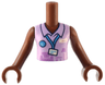 Torso Mini Doll Girl Lavender Top Store Uniform with Furniture, ID Badge on Lanyard Pattern, Reddish Brown Arms with Hands