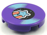 Tile, Round 2 x 2 with Bottom Stud Holder with LP Record, Metallic Light Blue Shooting Star on Label Pattern
