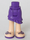 Mini Doll Hips and Asymmetric Layered Skirt, Dark Purple Ruffle, Light Nougat Legs and Dark Purple Feather Sandals Pattern - Thick Hinge