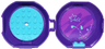 Container, Pod with Medium Azure 6 x 6 Round Plate and Medium Azure 1 x 2 Plate with Friends Pattern (Stickers) - Set 853778