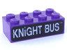 Brick 2 x 4 with White 'KNIGHT BUS' with Sparkles on Black Background Pattern