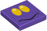 Tile 2 x 2 with Yellow Oval Eyes with White Pupils, Black Curved Mouth Pattern (Super Mario Ant Trooper Face)