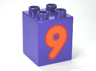 Duplo, Brick 2 x 2 x 2 with Number 9 Orange Pattern