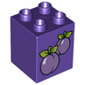 Duplo, Brick 2 x 2 x 2 with Plums Pattern