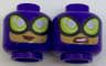 Minifigure, Head Dual Sided Female Balaclava, Large Lime Goggles, Medium Nougat Face, Smile / Sneer Pattern