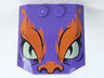 Wedge 4 x 4 x 2/3 Triple Curved with Orange Flames and Nose, Yellowish Green Eyes, Black Slit Pupils Pattern