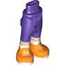Mini Doll Hips and Trousers with Back Pockets with Molded White Lower Legs / Boots and Printed Orange Shoes Pattern - Thin Hinge