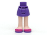Mini Doll Hips and Skirt, Light Nougat Legs and Dark Purple and Magenta Shoes Pattern - Thick Hinge