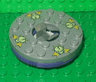 Turntable 6 x 6 x 1 1/3 Round Base with Flat Silver Top and Glow In Dark Skulls on Yellow Pattern (Ninjago Spinner)