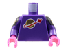 Torso with Classic Space Logo High on Torso Pattern, Inside with Ribs (second reissue) / Dark Purple Arms with Black and Gold Armor Pattern / Dark Pink Hands