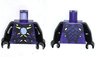 Torso Snake Armor with Scales, Gold Trim and Bright Light Blue Gem on Black Background Pattern / Black Arms / Black Hands