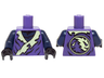Torso Ninjago Tattered Robe with Yellowish Green Collar and Dark Blue Undershirt Pattern / Dark Blue Arms / Black Hands