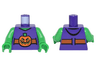 Torso Vest with Dark Orange Belt and Orange Pumpkin Jack-o-Lantern Buckle Pattern / Bright Green Arms / Bright Green Hands