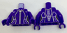 Torso Female Outline with Silver Stripes, Cat Zipper and Spine Armor Pattern / Dark Purple Arms with Silver Stripes and Elbow Pads / Dark Purple Hands