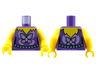 Torso Female Yellow Neck, Metallic Light Blue and Medium Lavender Butterfly, Sparkles, Pearl Belt Pattern / Yellow Arms / Yellow Hands