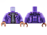 Torso Jacket, Lavender Trim, Gold Zipper, Dark Bluish Gray Shirt Pattern / Dark Purple Arms / Reddish Brown Hands