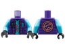 Torso Jacket with Medium Azure Name Badge Ninjago Logogram 'LN', Coral Stylized Wu on Back Pattern / Medium Azure Arms / Black Hands