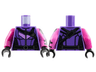 Torso Female Shirt with Lavender Chevron and Black Side Panels, Straps, and Belt with Circle Buckle Pattern / Dark Pink Arm Left with Black Circle and Bracer Pattern / Magenta Arm Right / Black Hands