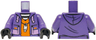 Torso Jacket Open over Orange Prison Jumpsuit, USB Key Pendant, Medium Lavender Tassels and Pockets Pattern / Dark Purple Arms / Black Hands
