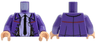 Torso Jacket Open with Gold Buttons and Red Stripe, Lavender Shirt with Collar, Black Tie, Reddish Brown Suspenders Pattern / Dark Purple Arms / Light Nougat Hands